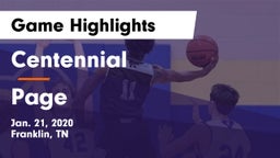 Centennial  vs Page  Game Highlights - Jan. 21, 2020