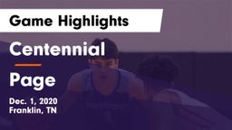 Centennial  vs Page  Game Highlights - Dec. 1, 2020