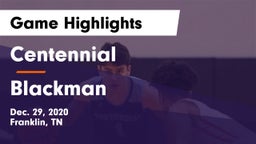 Centennial  vs Blackman  Game Highlights - Dec. 29, 2020