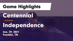 Centennial  vs Independence  Game Highlights - Jan. 29, 2021