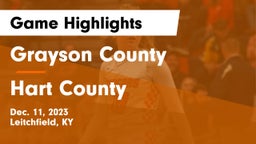 Grayson County  vs Hart County  Game Highlights - Dec. 11, 2023