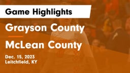 Grayson County  vs McLean County  Game Highlights - Dec. 15, 2023