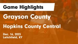 Grayson County  vs Hopkins County Central  Game Highlights - Dec. 16, 2023