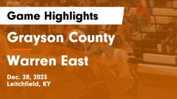Grayson County  vs Warren East Game Highlights - Dec. 28, 2023