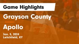 Grayson County  vs Apollo  Game Highlights - Jan. 5, 2024