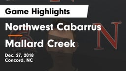 Northwest Cabarrus  vs Mallard Creek Game Highlights - Dec. 27, 2018