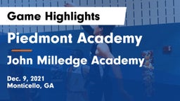 Piedmont Academy  vs John Milledge Academy  Game Highlights - Dec. 9, 2021