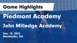 Piedmont Academy  vs John Milledge Academy  Game Highlights - Jan. 13, 2022