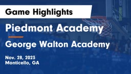 Piedmont Academy vs George Walton Academy Game Highlights - Nov. 28, 2023