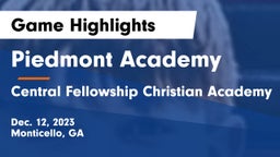Piedmont Academy vs Central Fellowship Christian Academy  Game Highlights - Dec. 12, 2023