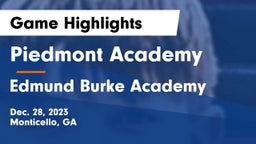 Piedmont Academy vs Edmund Burke Academy  Game Highlights - Dec. 28, 2023