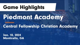 Piedmont Academy vs Central Fellowship Christian Academy  Game Highlights - Jan. 10, 2024