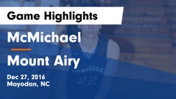 McMichael  vs Mount Airy  Game Highlights - Dec 27, 2016