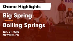 Big Spring  vs Boiling Springs  Game Highlights - Jan. 21, 2022