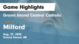 Grand Island Central Catholic vs Milford  Game Highlights - Aug. 29, 2020