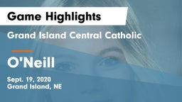 Grand Island Central Catholic vs O'Neill  Game Highlights - Sept. 19, 2020