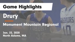 Drury  vs Monument Mountain Regional Game Highlights - Jan. 22, 2020