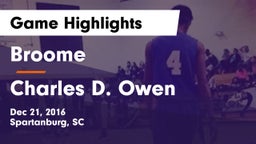 Broome  vs Charles D. Owen  Game Highlights - Dec 21, 2016
