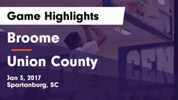 Broome  vs Union County  Game Highlights - Jan 3, 2017
