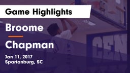 Broome  vs Chapman  Game Highlights - Jan 11, 2017