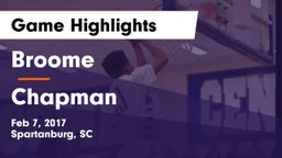 Broome  vs Chapman  Game Highlights - Feb 7, 2017