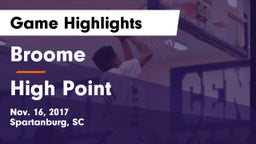 Broome  vs High Point Game Highlights - Nov. 16, 2017