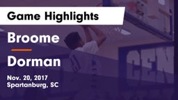 Broome  vs Dorman  Game Highlights - Nov. 20, 2017