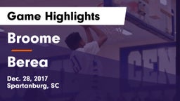 Broome  vs Berea  Game Highlights - Dec. 28, 2017