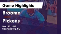 Broome  vs Pickens  Game Highlights - Dec. 30, 2017