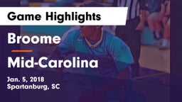 Broome  vs Mid-Carolina  Game Highlights - Jan. 5, 2018