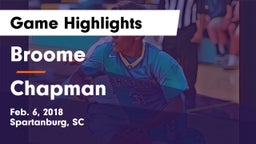 Broome  vs Chapman  Game Highlights - Feb. 6, 2018