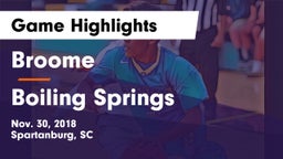 Broome  vs Boiling Springs  Game Highlights - Nov. 30, 2018