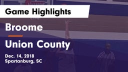 Broome  vs Union County  Game Highlights - Dec. 14, 2018