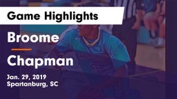 Broome  vs Chapman Game Highlights - Jan. 29, 2019