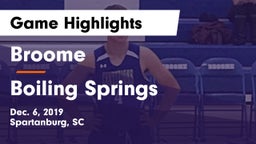 Broome  vs Boiling Springs  Game Highlights - Dec. 6, 2019