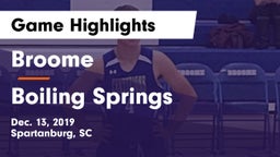 Broome  vs Boiling Springs  Game Highlights - Dec. 13, 2019