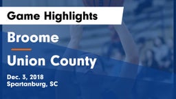 Broome  vs Union County  Game Highlights - Dec. 3, 2018