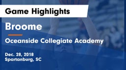 Broome  vs Oceanside Collegiate Academy Game Highlights - Dec. 28, 2018