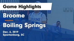 Broome  vs Boiling Springs  Game Highlights - Dec. 6, 2019