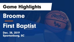 Broome  vs First Baptist  Game Highlights - Dec. 28, 2019