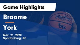 Broome  vs York  Game Highlights - Nov. 21, 2020