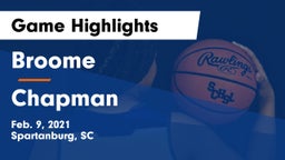 Broome  vs Chapman  Game Highlights - Feb. 9, 2021