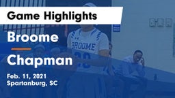 Broome  vs Chapman  Game Highlights - Feb. 11, 2021