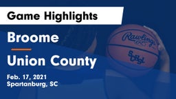 Broome  vs Union County  Game Highlights - Feb. 17, 2021