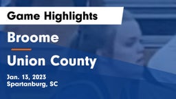 Broome  vs Union County  Game Highlights - Jan. 13, 2023