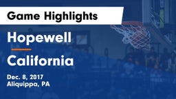 Hopewell  vs California  Game Highlights - Dec. 8, 2017