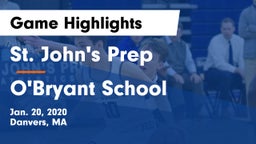 St. John's Prep vs O'Bryant School Game Highlights - Jan. 20, 2020