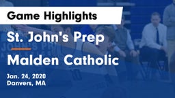St. John's Prep vs Malden Catholic  Game Highlights - Jan. 24, 2020