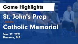 St. John's Prep vs Catholic Memorial  Game Highlights - Jan. 22, 2021