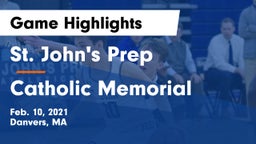 St. John's Prep vs Catholic Memorial  Game Highlights - Feb. 10, 2021